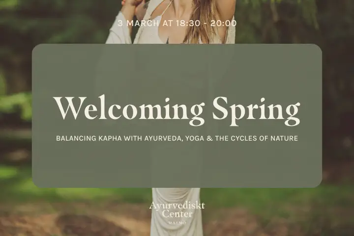 banner för en kurs i ayurveda och yoga i malmö med Sofia Lindgren Cortés
