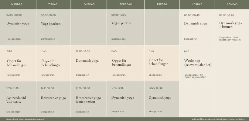 schema på sommaryoga i malmö